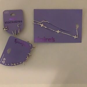 Claire’s 6prs Hoop Earrings Card, 3prs Stackable Earrings, & 1 Anklet. New